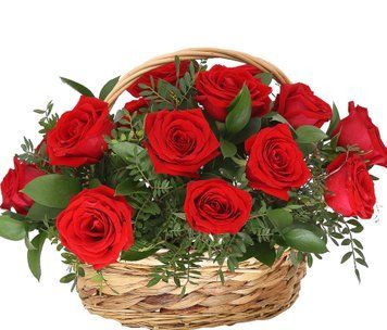 15 червоних троянд в кошику 1303-15redrosebasket фото