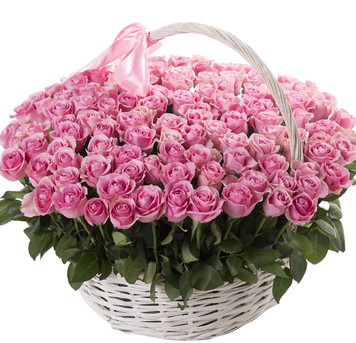 101 рожева троянда в кошику 1124-pinkrosebasket фото