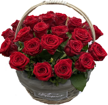 25 червоних троянд в кошику 1165-25redrosebasket фото