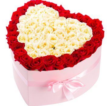 51 троянда в формі серця в коробці 1144-51roseinheartinbox фото